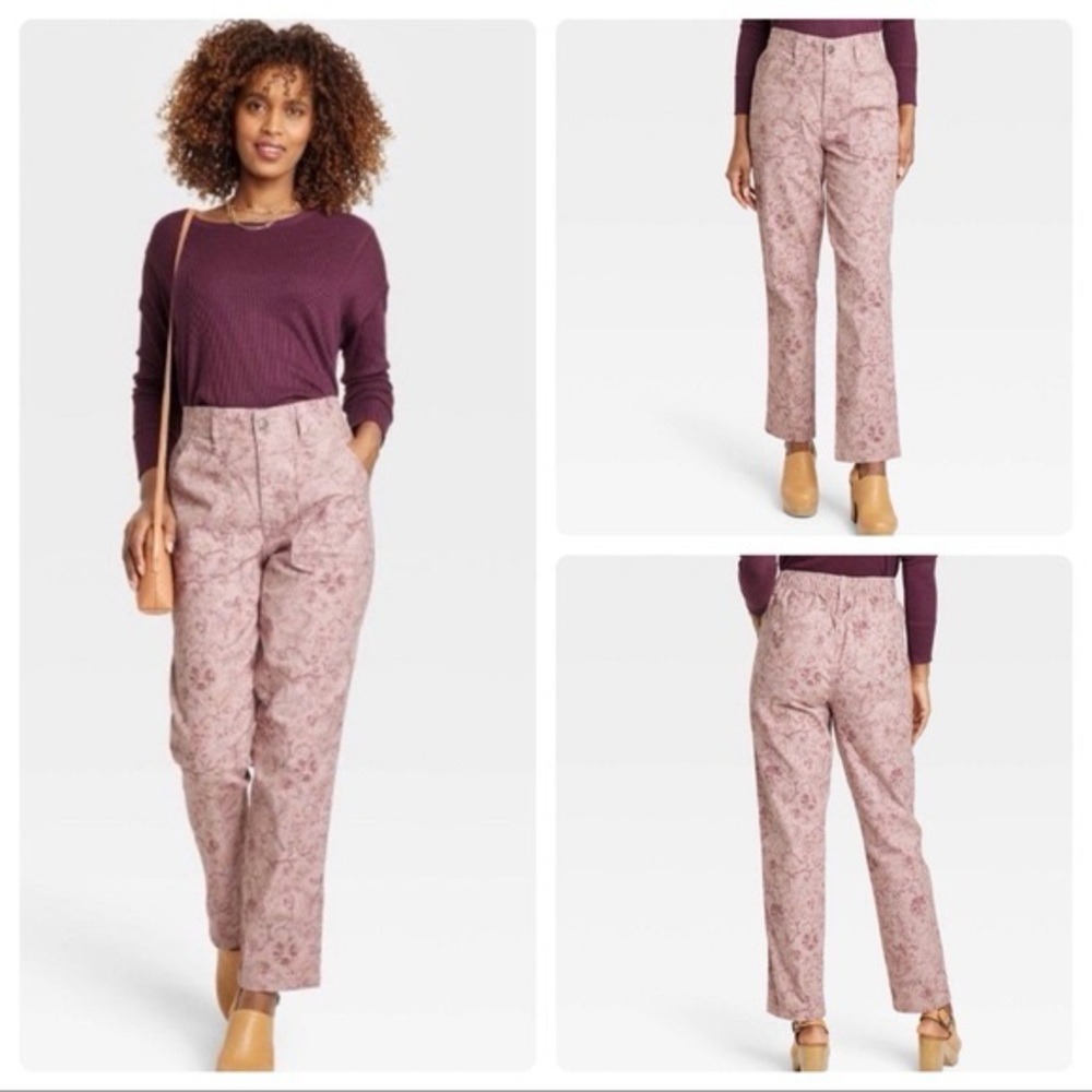 Knox Rose Mauve Floral Straight-Leg Pants - Picture 2 of 7